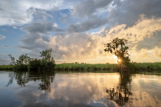 Black Water River Sunset print