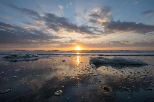 Sea Foam and Clouds at Sunrise print