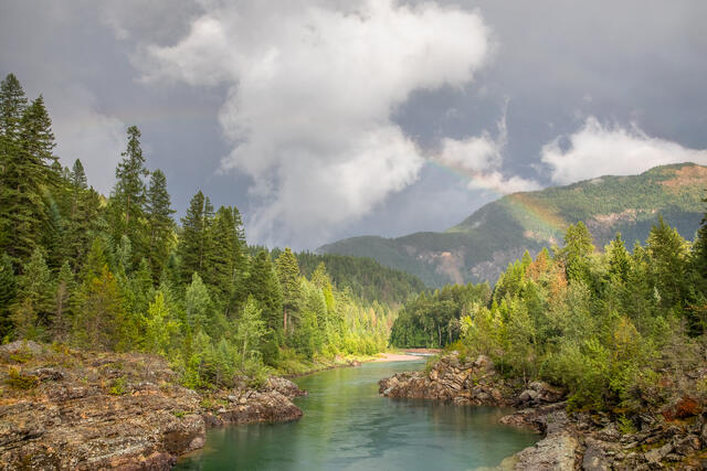 Rainbow, Clouds, and River print