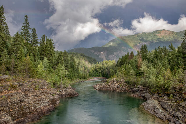 Rainbow, Clouds and Flathead River print