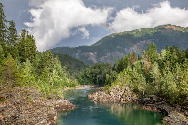 Rainbow, Clouds and Flathead River print